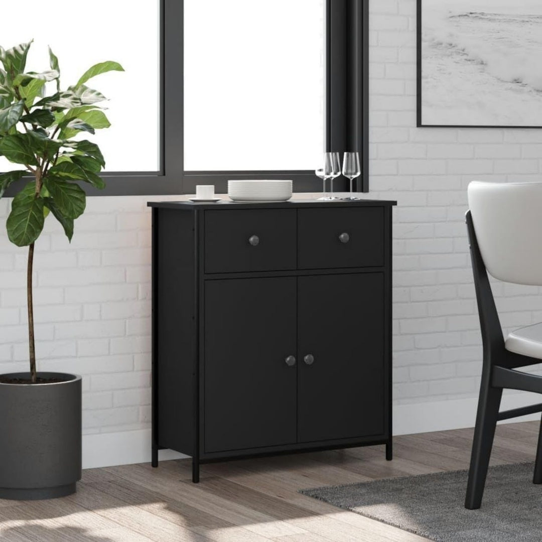Sideboard aus Holzwerkstoff in Schwarz mit den Massen 70 x 30 x 80 cm