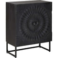 Sideboard aus Mangoholz in Schwarz und Naturbraun