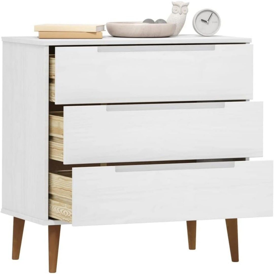 Sideboard mit den Massen 80 x 40 x 80 cm in Weiss und Naturbraun