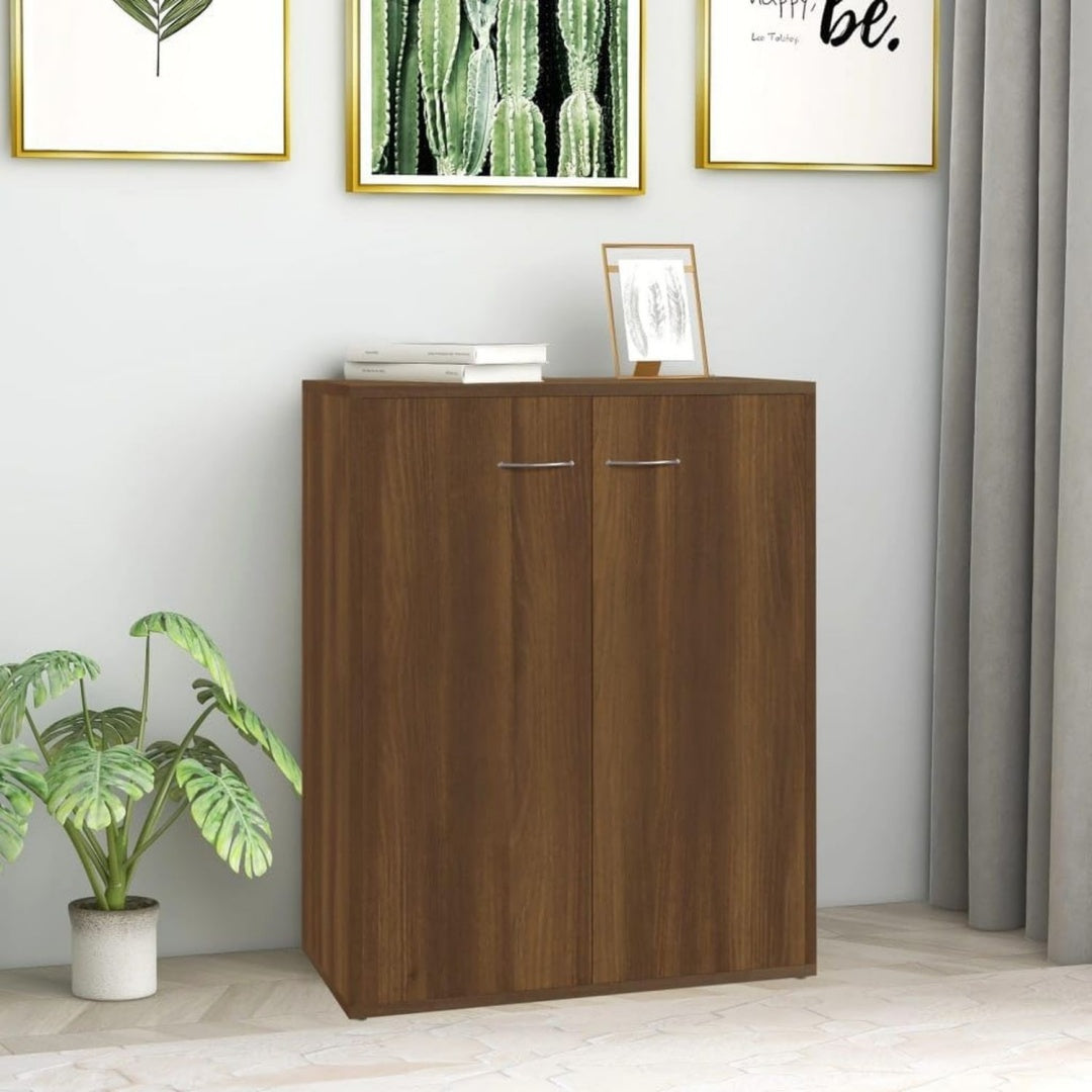 Sideboard aus Holzwerkstoff in Eichenbraun mit den Massen 60 x 30 x 75 cm