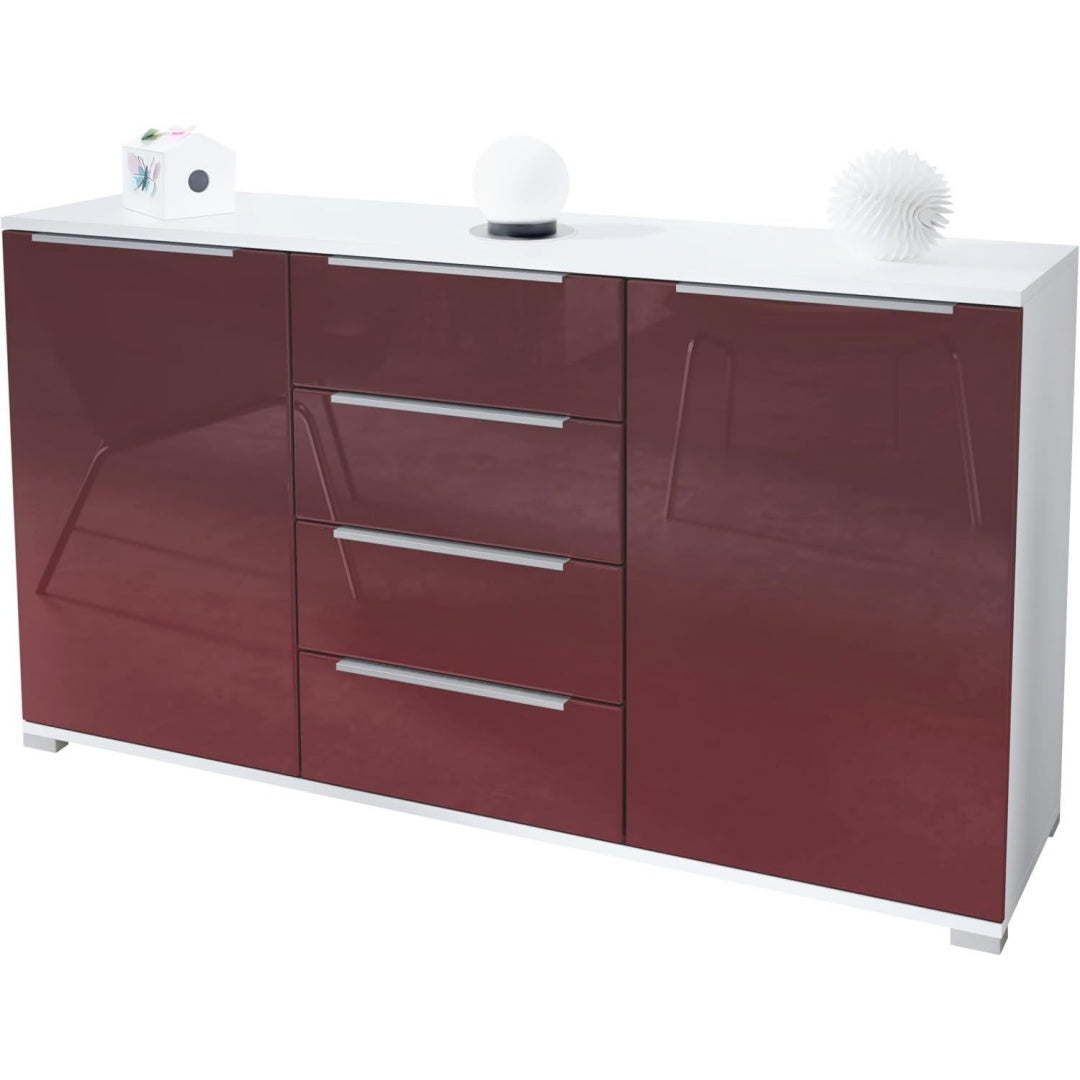 Sideboard mit 4 Schubladen und glaenzenden Oberflaechen