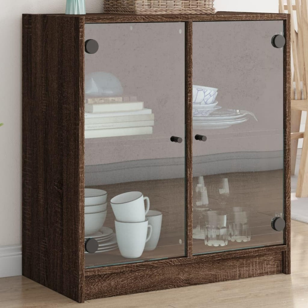 Das Sideboard misst 68 x 37 x 75.5 cm in Eichenbraun
