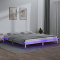 Bettgestell in Weiss und Naturbraun mit LED Beleuchtung
