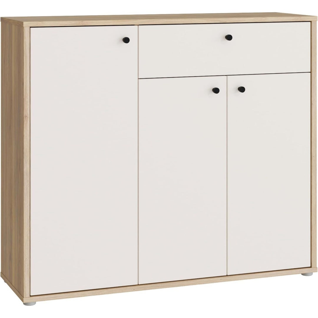 3 Tueren praegen das Sideboard in Kaschmirbeige und Beige und Eichenbraun