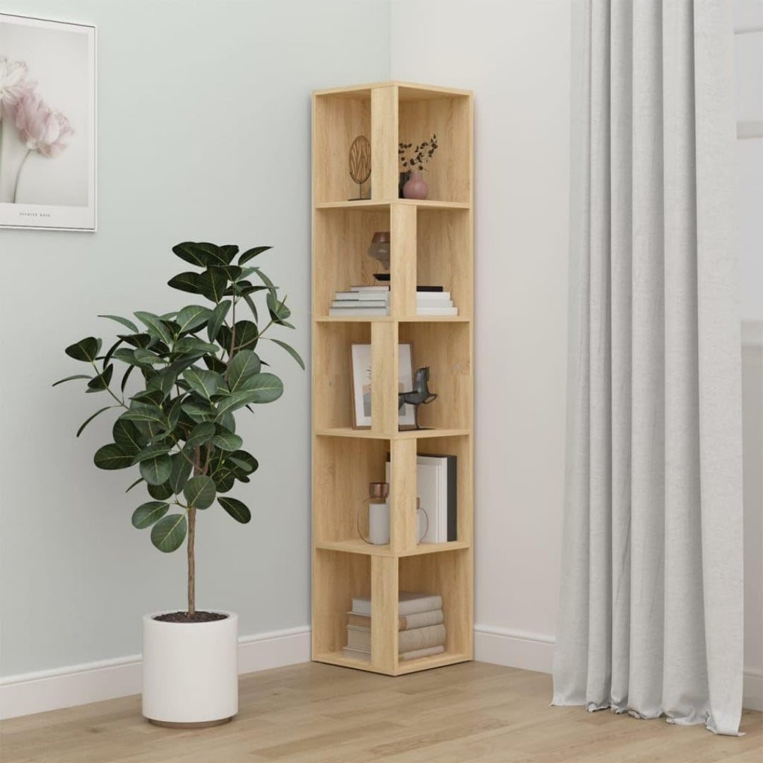 Das Regal misst 33 x 33 x 164.5 cm in Eichenbraun