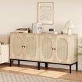 2 Tueren treffen auf geflochtene Elemente an dem Sideboard