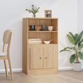 Der Hochschrank misst 60 x 35.5 x 103.5 cm in Eichenbraun